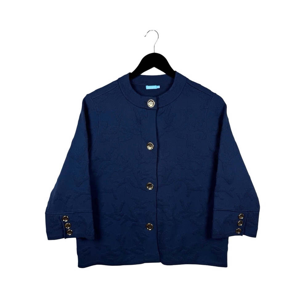 J McLaughlin Button Up Cardigan Sweater Blue 3/4 Sleeve Women's Size L